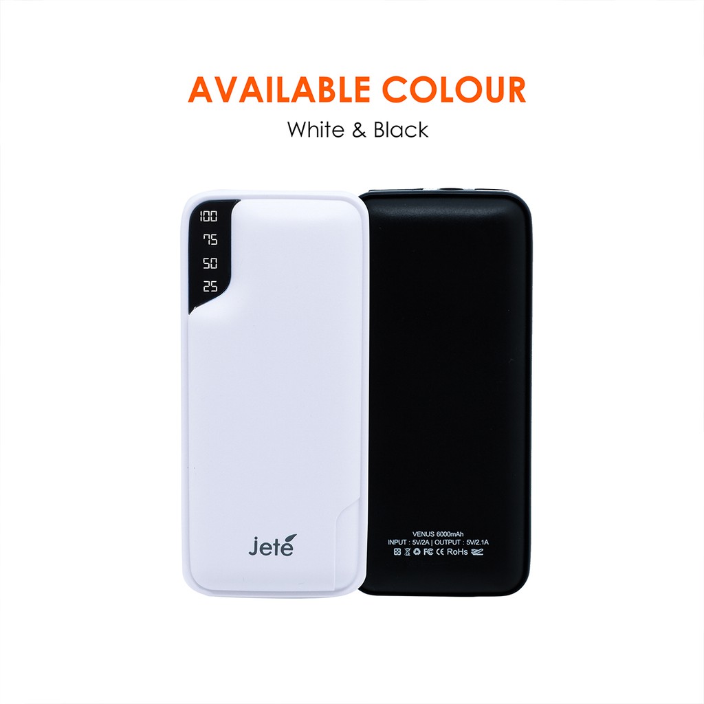 PowerBank 6000Mah Jete Venus - Original Garansi 1 Tahun