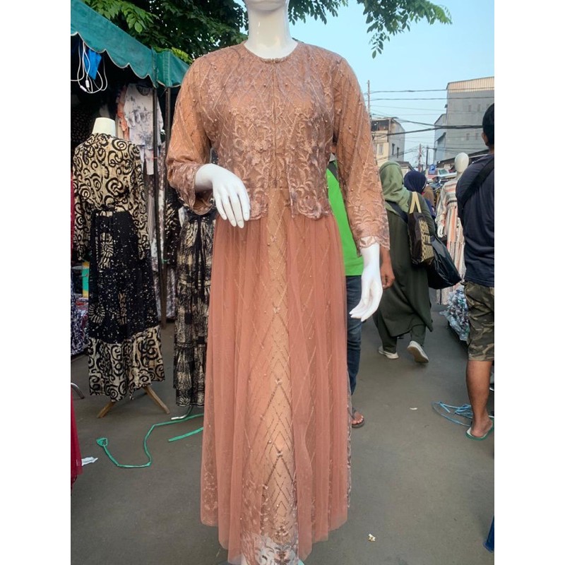 gamis havana gamis baru gamis modern gamis rompi gamis pesta fashion bahan tulle full bordir