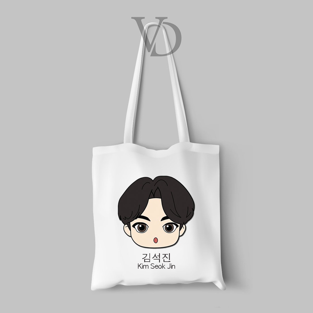 TOTE BAG BAHAN KANVAS MOTIF chibi korea kpop