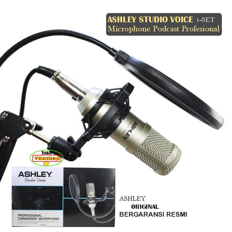 Microphone Studio Voice Ashley Mic Podcast 1 Set Mik Mikrofon Original