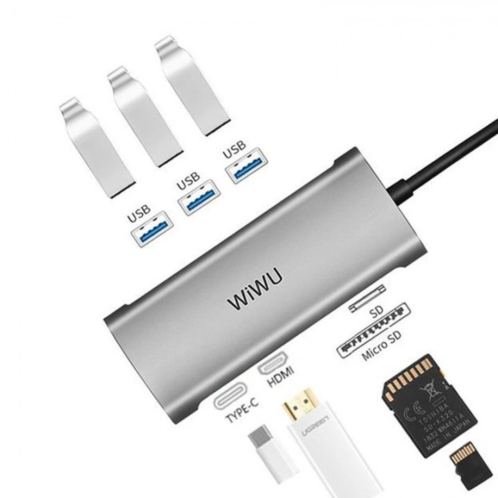 WIWU ALPHA A731HP - 7-in-1 USB Type-C Multifunction Converter Adapter