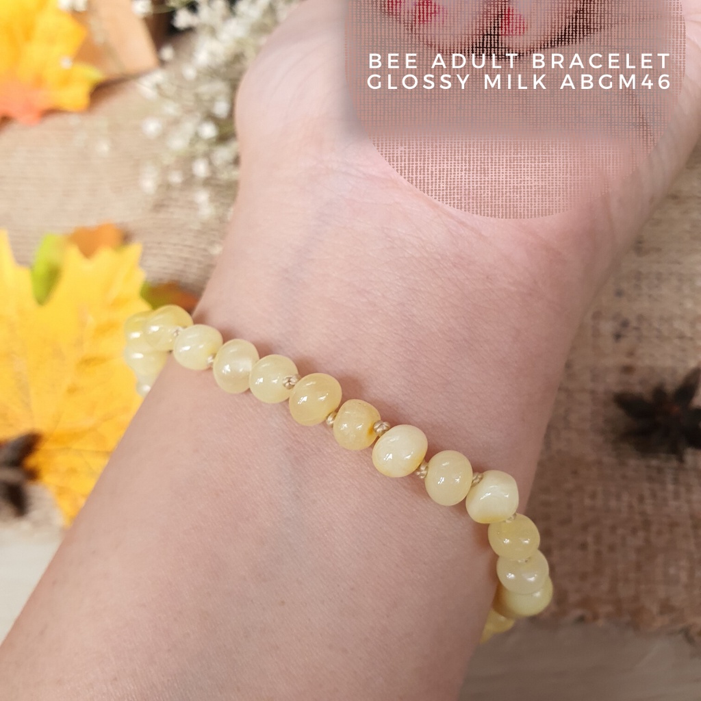 Gelang Amber Baltic Dewasa Premium Glossy Rainbow Stretchy BGR106 By Amber Bee