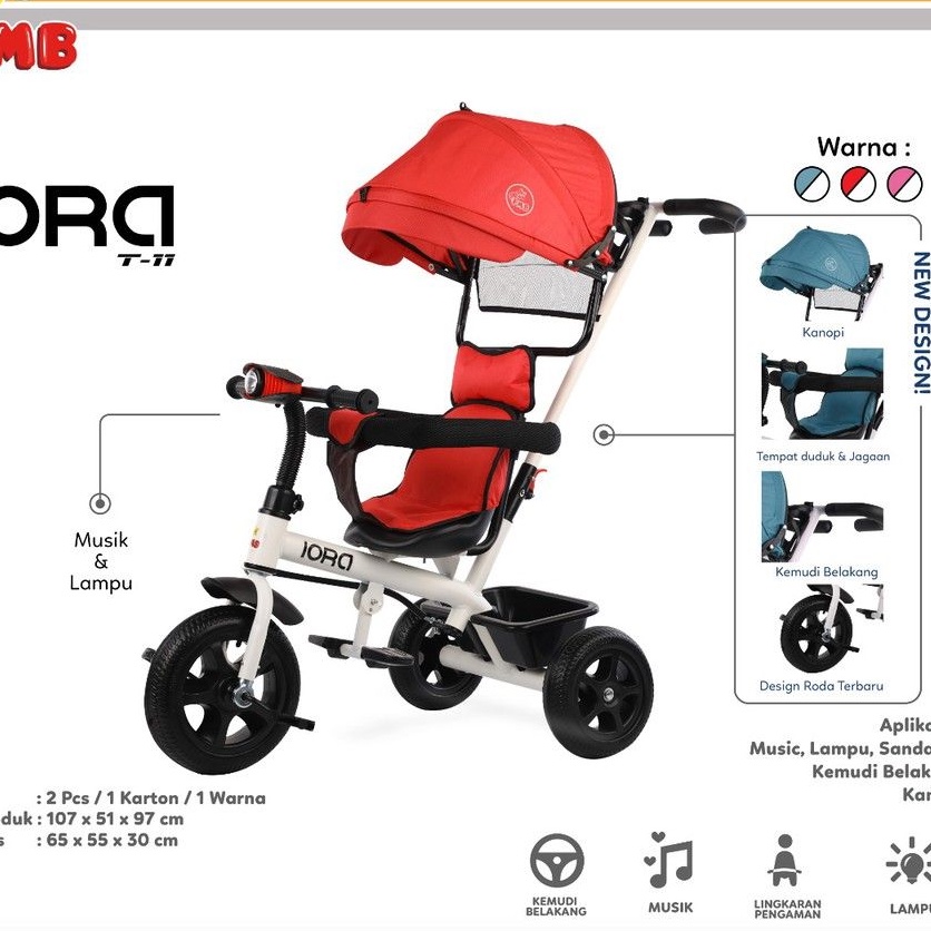 sepeda roda tiga anak sepeda roda tiga pmb iora t11