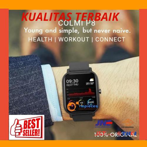 New COLMI P8 Smartwatch Heart Rate Blood Pressure Sport Like Amazfit GTS - Black cn