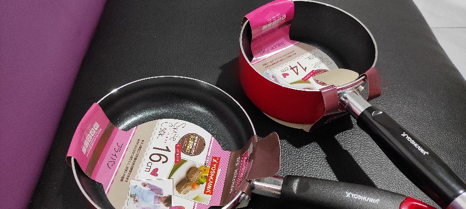 ( Original )yoshikawa Teflon/wajan Tumis 14 Cm Sauce Pan Cl-11-05 / Xj 15-05 Hijau Dan Merah