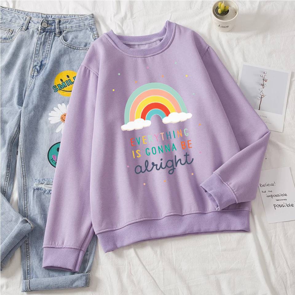 Be Alright Sweater Wanita Oversize Bahan Fleece M - XXL