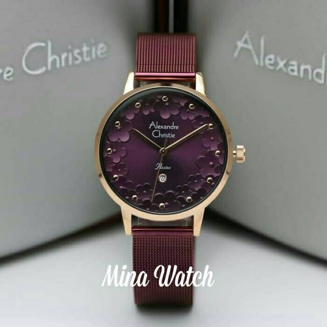 Jam tangan wanita Alexandre christie original ac2794 rt rosegold purple