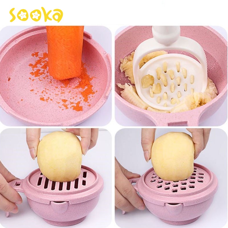 SOOKA Baby Food Maker Grinding Bowl Alat Pembuat Makanan Bayi Saringan Makanan Anak Baby Safe Food Maker Mpasi 9pcs SK-ECB1052