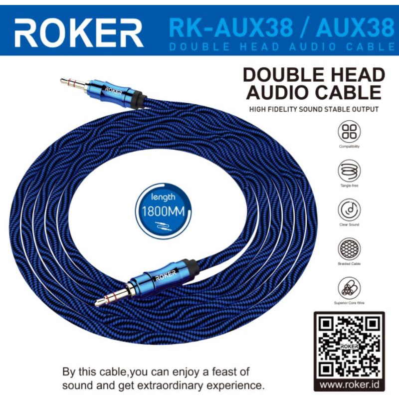 Kabel Roker Aux Audio Line kabel flat dan dauble head