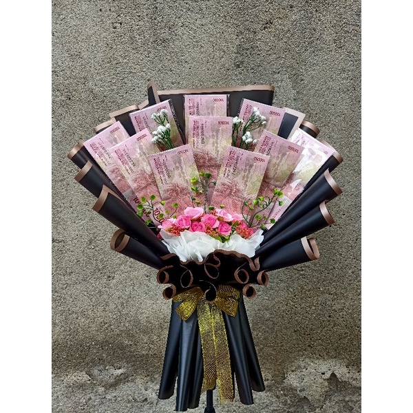 

buket uang 10lembar + bunga