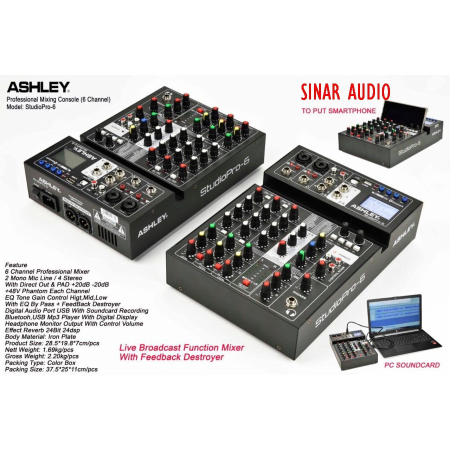 Mixer Audio Ashley STUDIO PRO6 StudioPro6 6 Channel Original