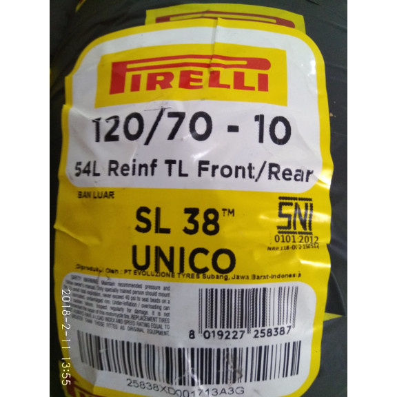 Ban Vespa LXLS/Piaggio Pirelli SL38 Uk120/70 ring 10 Ori