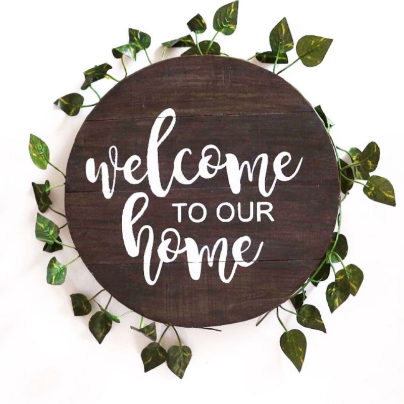 Jual WELCOME TO OUR HOME hiasan dinding/HIASAN DINDING KAYU/HIASAN