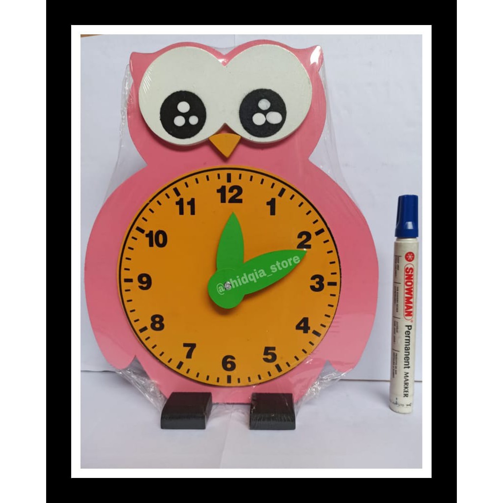 Mainan Kayu Edukasi Jam Owl - Miniatur Jam Kayu - APE anak PAUD TK