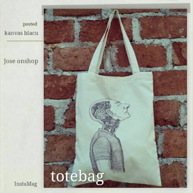 

Tas totebag lukis kanvas blacu custom kado unik