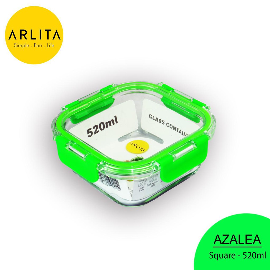 terlaris produk  ARLITA AZALEA SQUARE yeloow Glass Container 520 ML - BY KIRINbarang ready