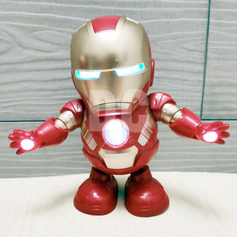 Dance Hero Iron Man Mainan Robot Superhero Avengers Menari Ada Lampu &amp; Musik