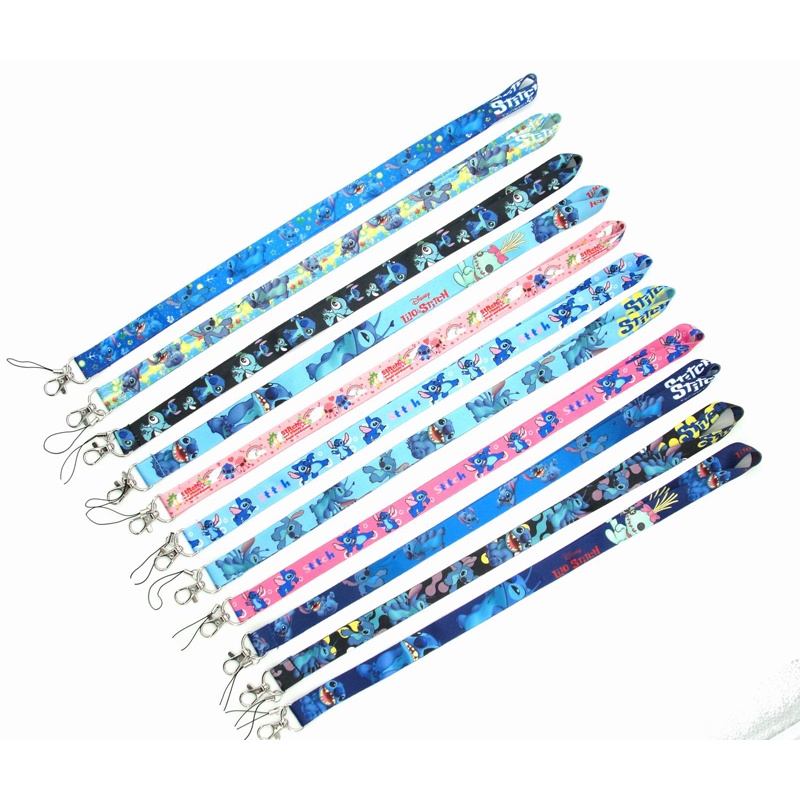 Tali Lanyard Panjang Motif Kartun Stitch Untuk Gantungan Kunci / Dompet / Handphone Charms