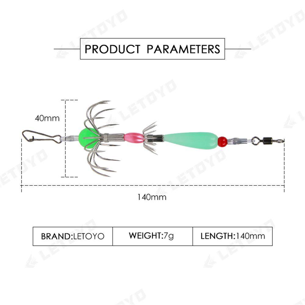 Suyo Umpan Pancing Bentuk Cumi-Cumi Luminous Dengan Kail