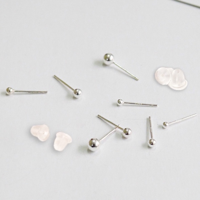 1pc Anting Stud Mini Bahan Sterling Silver S925 100% Dengan Karet plug Untuk Hadiah Perhiasan