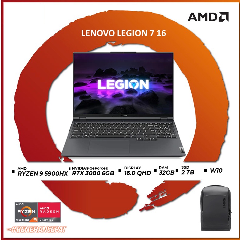 LENOVO LEGION 7 16 GeForce RTX™ 3080 - RYZEN 9 5900HX 32GB 2TBSSD - Storm Grey