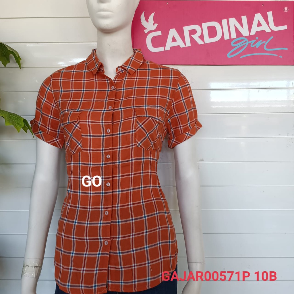 gof KPQ CARDINAL GIRL KEMEJA  Pakaian Wanita Atasan Kemeja Casual Motif Polos Lengan Pendek Original