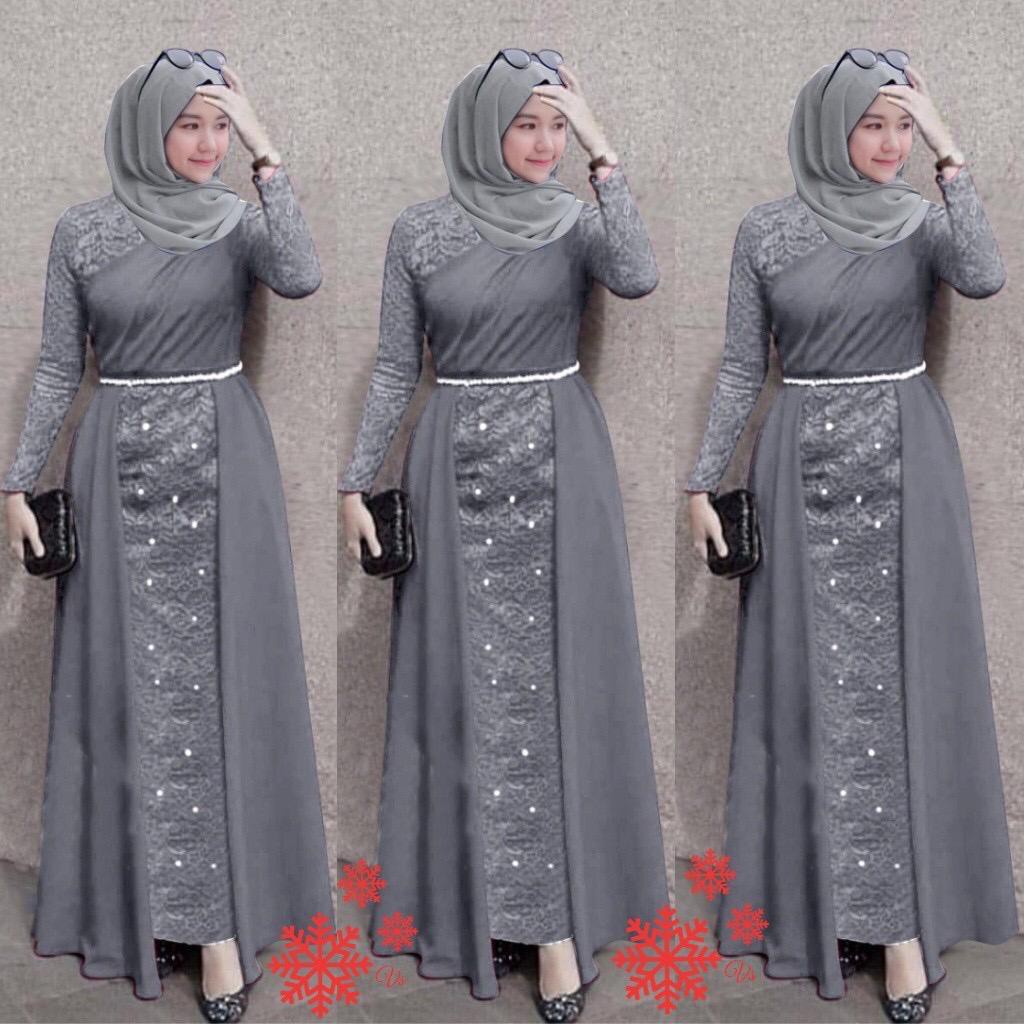 Lakshana Gamis Terbaru Brukat Maxi Dress Pesta Remaja Dewasa Wanita Muslim - Size Jumbo M L XL XXL