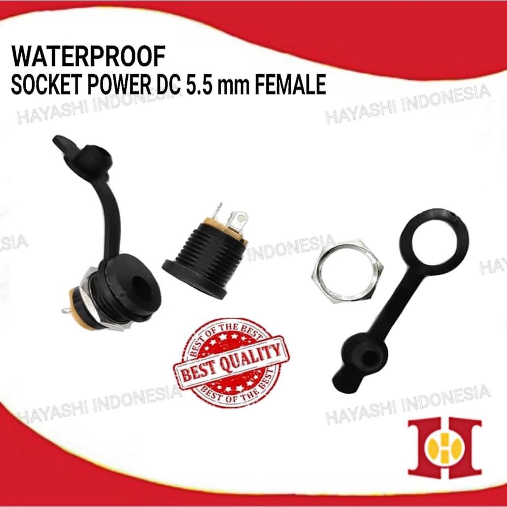 Soket Socket Female Cewek Power DC Bulat 5.5 x 2.1 mm Cover Waterproof - 10pcs