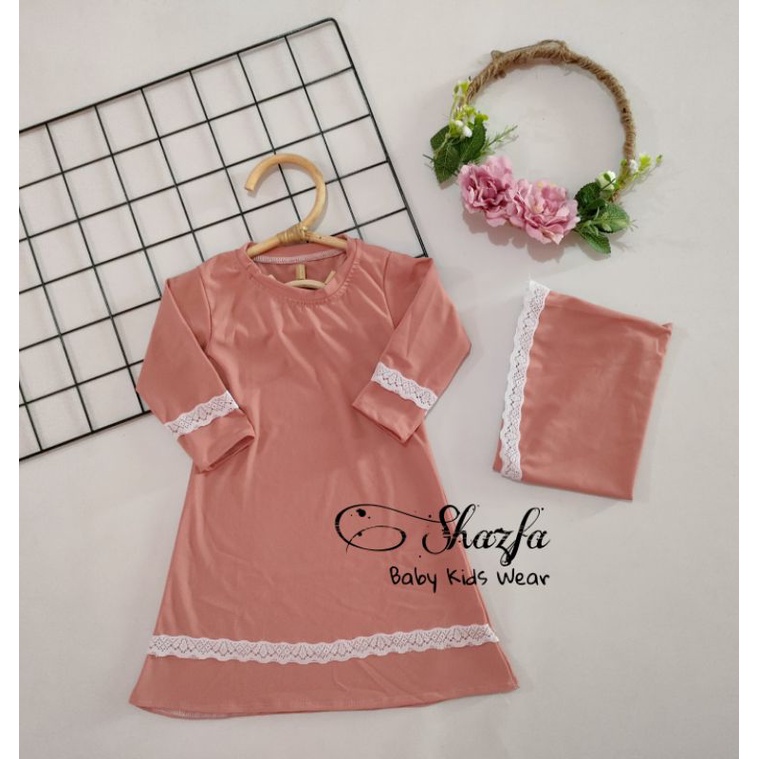 Gamis bayi newborn  - 2 tahun / Gamis anak perempuan  free jilbab murah / gamis brukat Zahra murah