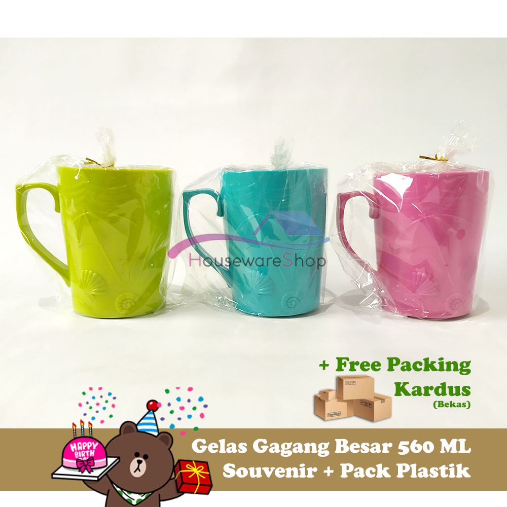  Gelas  Plastik  Gagang Besar 560 ML Souvenir  Ulang Tahun 