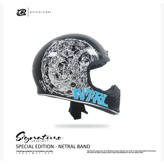 Helm Jp Retro Signature Netral Seri - Super Black Termurah
