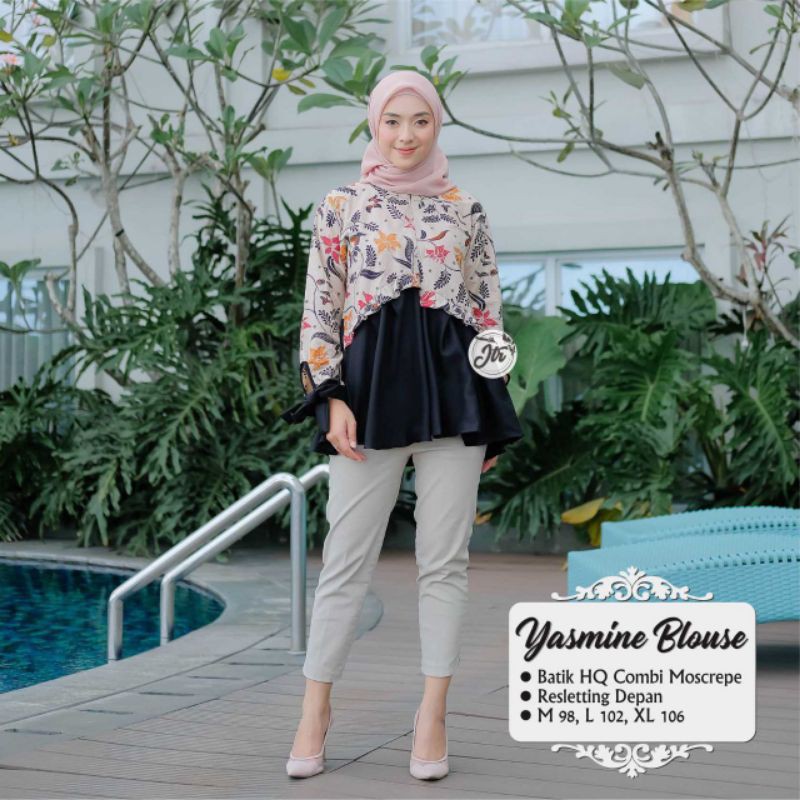 tey-17 Batik wanita ASJ SA HRB026 Kenongo Kemeja Tosca Pendek-Yasmine2