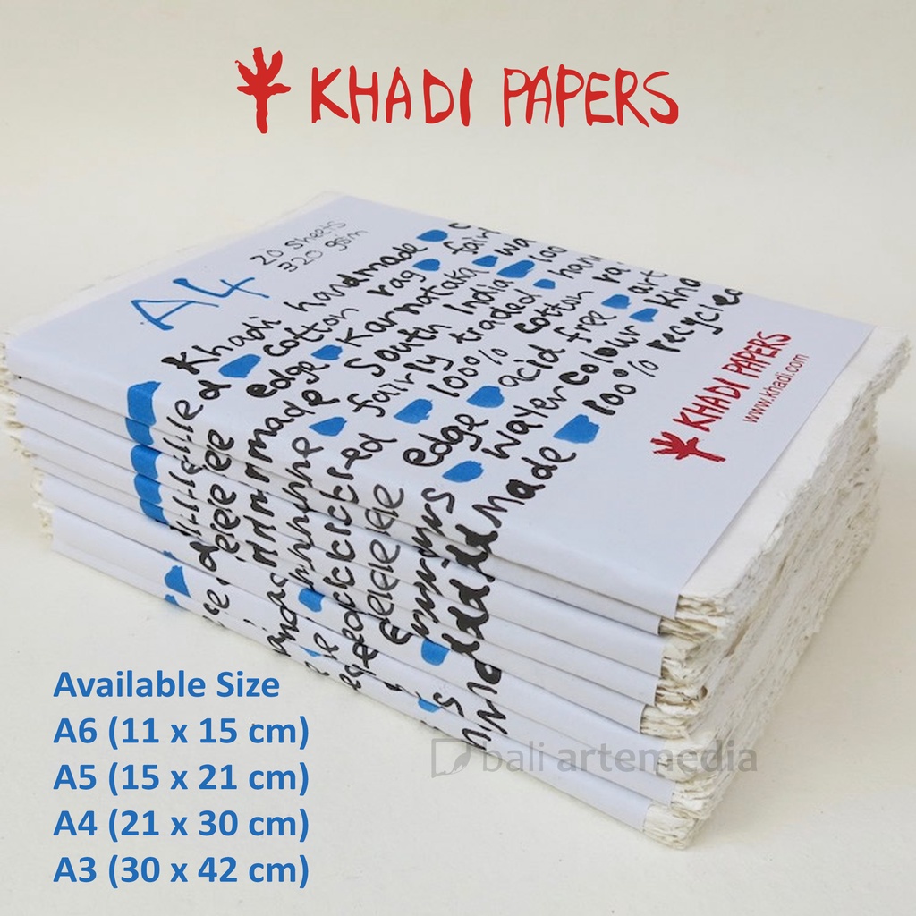 

khadi White Rag Paper Packs 320g Size A6 / A5 / A4 / A3