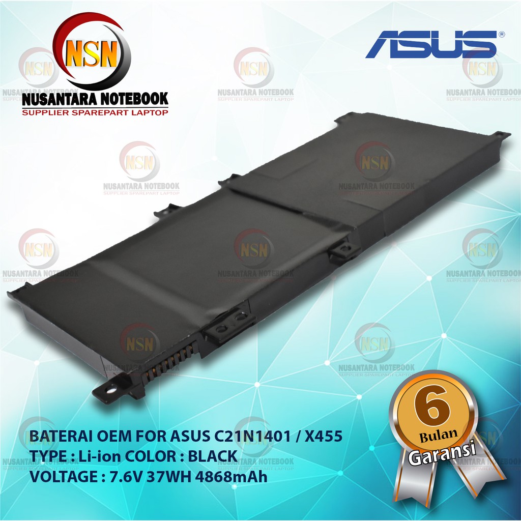 Baterai OEM Asus C21N1401 / X455 X455L X455LA X455LD A455L 7.6V 37WH