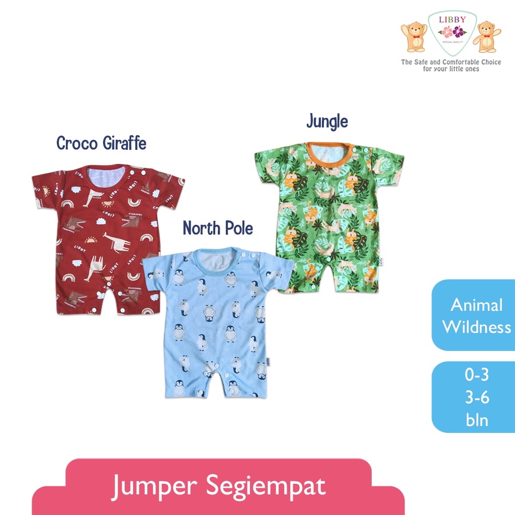 Libby Baju Kodok Segiempat - Romper Bayi/Baby Motif (0-3M)