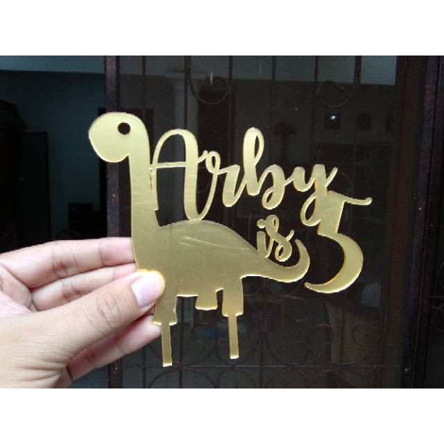 Cake Topper - Gold Mirror (BISA CUSTOM) - Rose Gold Ready