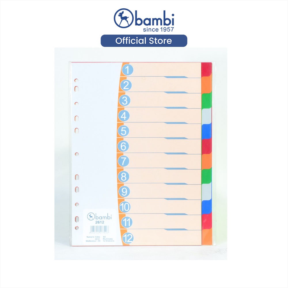 

Bambi Isi Binder A4 Divider & Indexes Pembatas Kertas Binder Edisi 12 Section Original