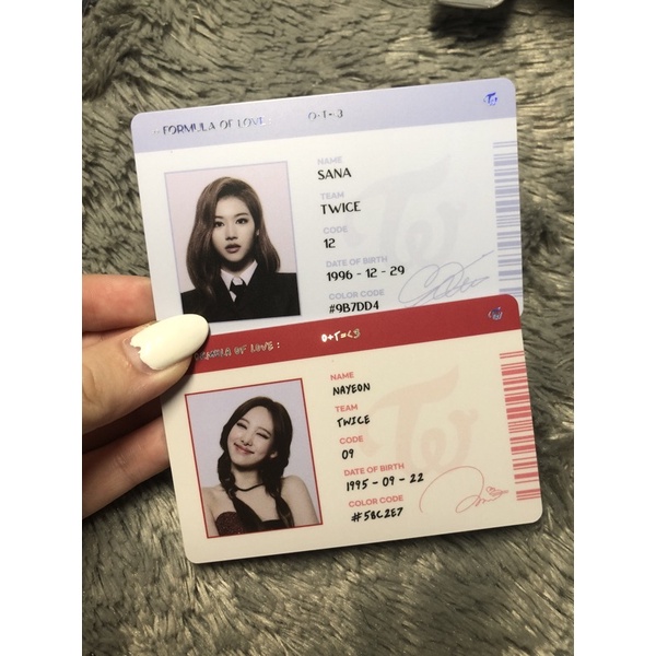 twice fol formula of love id card nayeon sana photocard