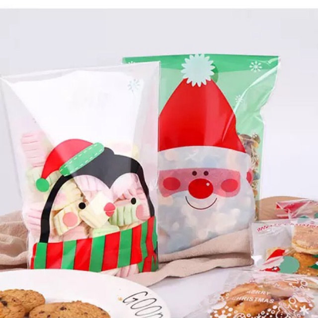 

10pcs Plastik natal cookies packing chrismas packaging Santa Claus