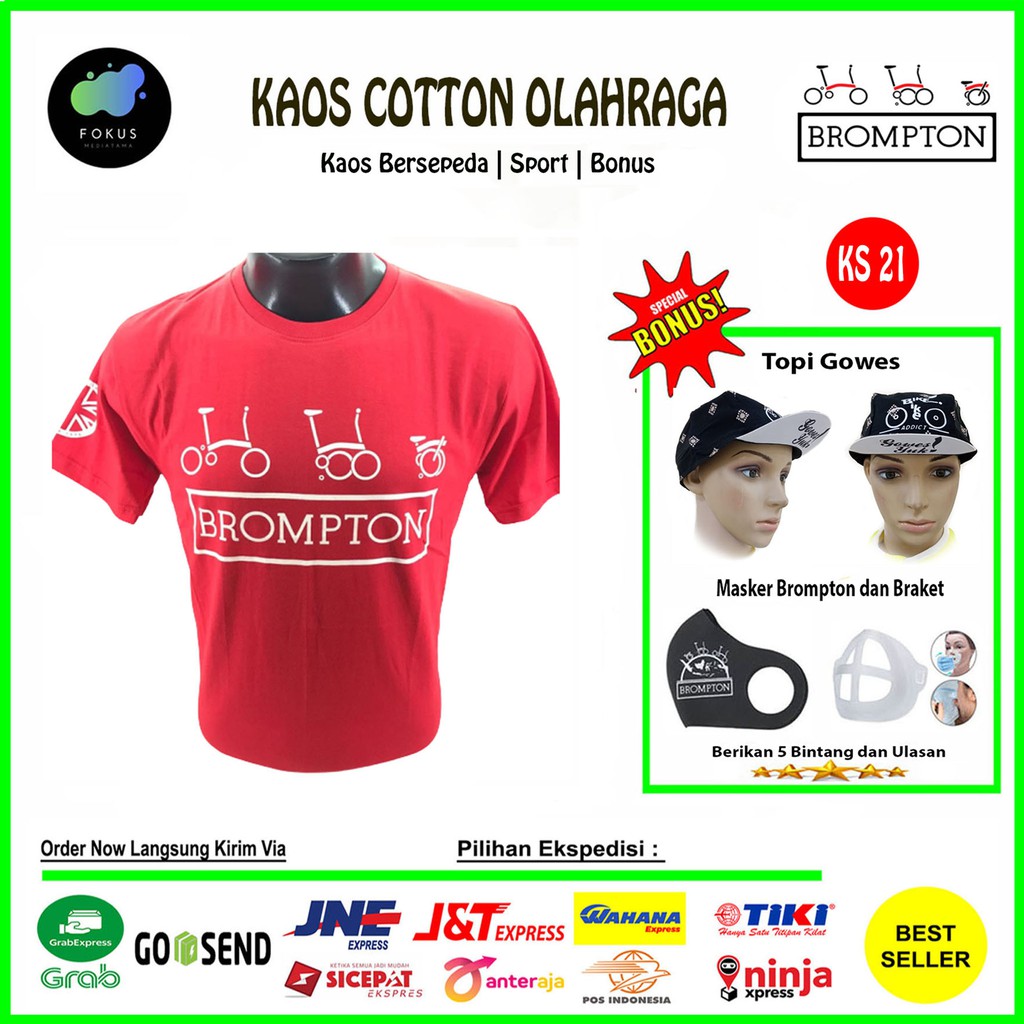 Kaos Sepeda Brompton Tshirt Gowes Bersepeda - Sepeda 3 Merah