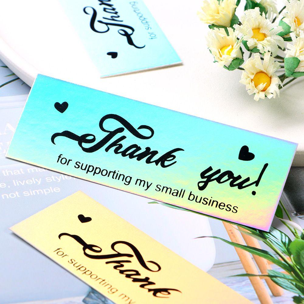 Solighter 100PCS Kartu Ucapan Terima Kasih Gift Package Decor Untuk Eceran Online Label Ucapan