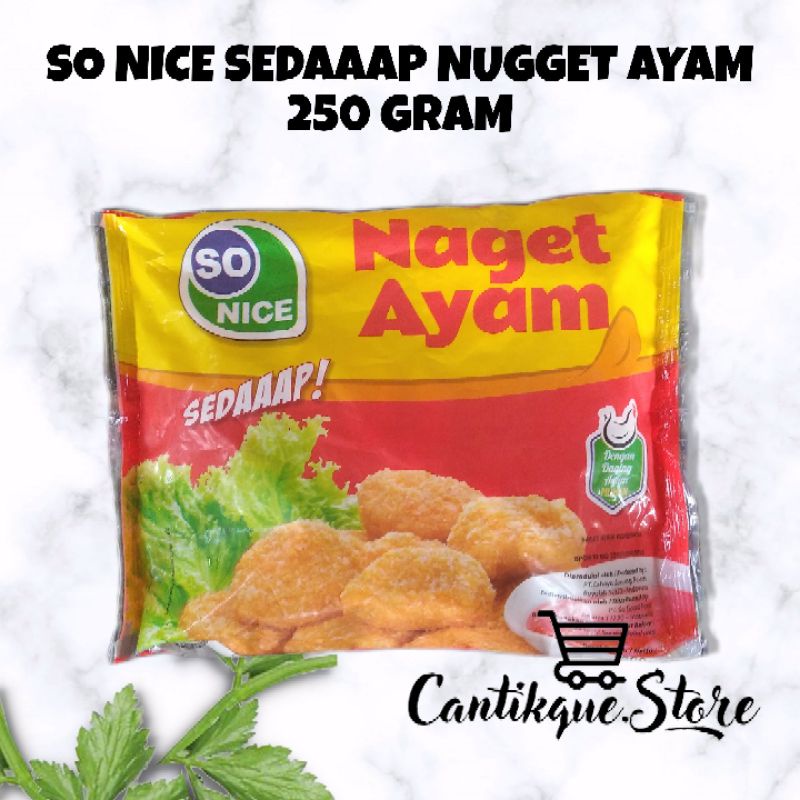 

SO NICE NUGGET AYAM 250 GRAM Frozen Food Murah Cocok Untuk Camilan / Lauk