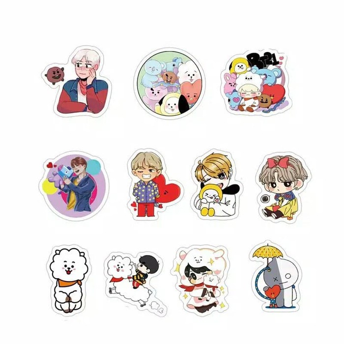 Terlaris Bt21 Bts Sticker Isi 60 Anti Air Stiker Line Handphone Hp Koper S003 Shopee Indonesia