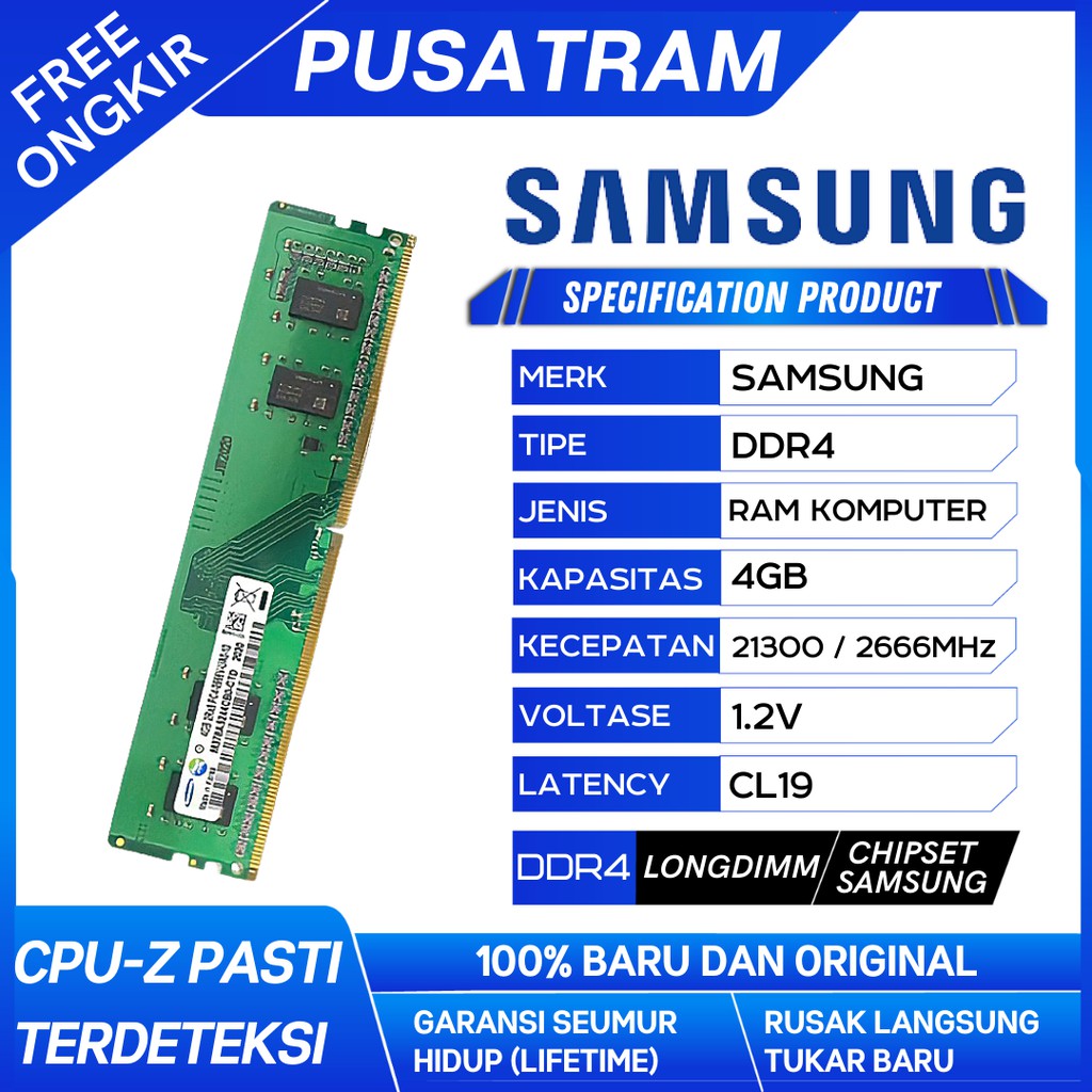 RAM PC SAMSUNG DDR4 4GB 21300 / 2666 MHz ORI RAM NB DDR4 4GB 2666 MHz