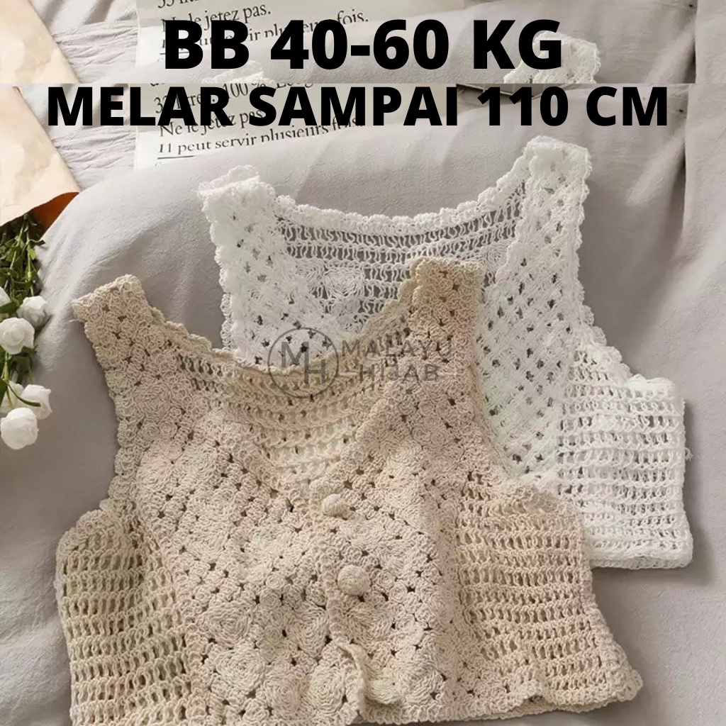 MALAYU HIJAB Rompi Tanktop Vest Rajut Anyam Wanita Korea Gaya Korean Bahan Rajut Premium