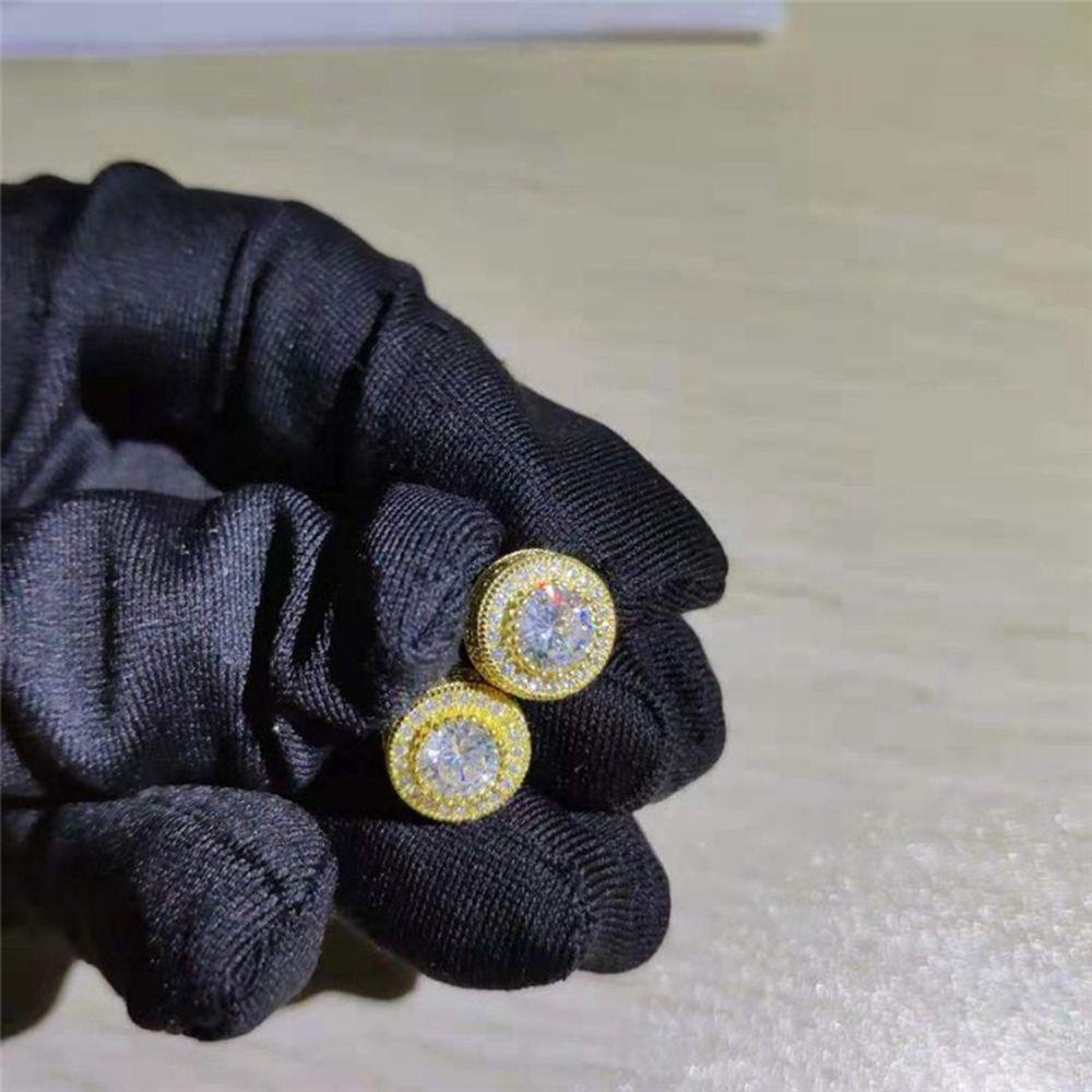 Anting Tindik Bentuk Bunga Aksen Berlian Zircon Putih Untuk Pria Dan Wanita