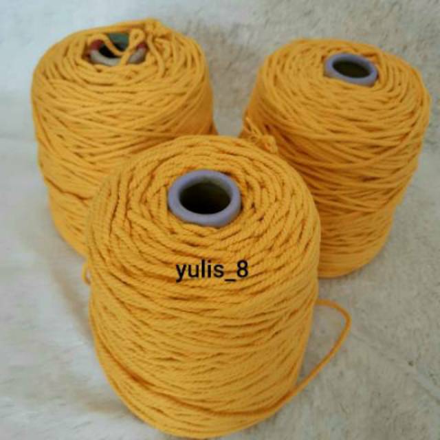 Benang katun KUNING KUNYIT, tali macrame size 4mm