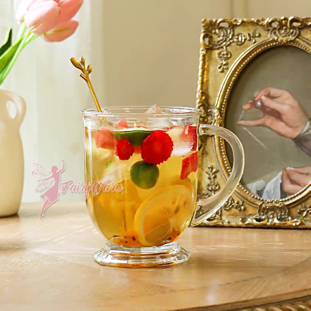 Aesthetic Glass Irish Water Jug Gelas Kaca Pegangan Besar Jumbo 700ml Jus Juice Cafe Ins Style Simpl