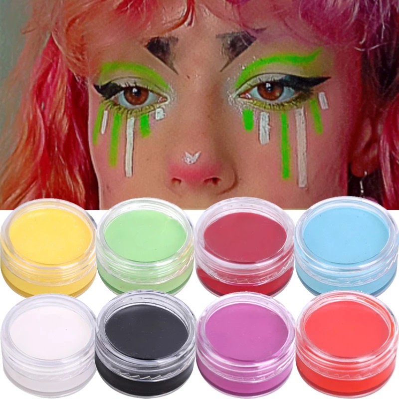 face painting make up wajah ecer satuan rainbow merah putih black art kids anak aman oil base neon