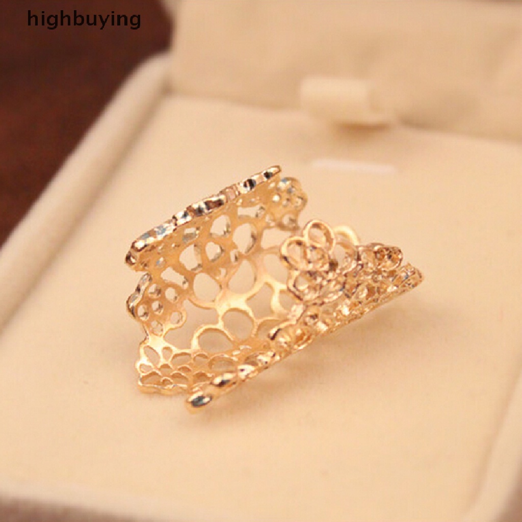 Hbid Perhiasan Cincin Jari Wanita Model Bunga Hollow Chic Bahan Lace